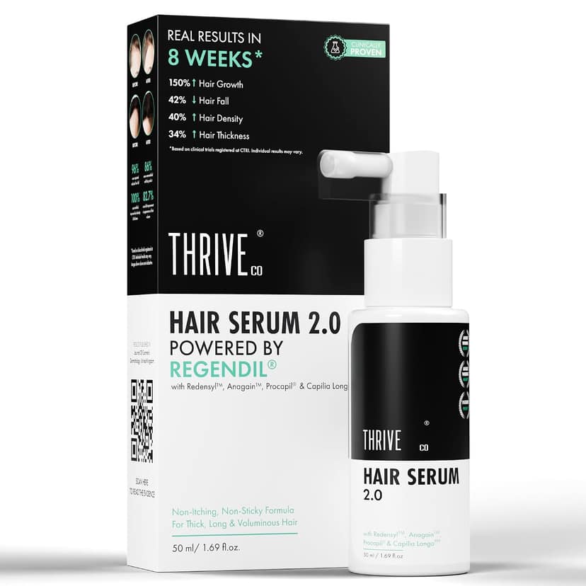ThriveCo Hair Growth Serum For Scalp, Spray 50ml | Advanced Patent Filed Clinically Proven Scalp Treatment for Hair Fall Control & Regrowth | British Medical Publication | Redensyl, Anagain, Regendil, Rosemary Oil | Lightweight, Non-Sticky Solution | Men