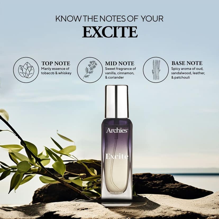 ARCHIES EXCITE Eau De Parfume for Men | 20 ml | French Aroma | Whiskey, Woody, Smokey | Premium & Long Lasting EDP Fragrance Scent (20% high concentration perfume) view 2