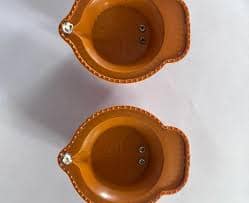 KPM Light Diya with intricate floral design - Set of 6