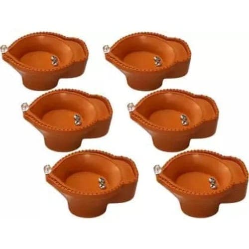 KPM Light Diya with intricate floral design - Set of 6 view 2