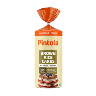 Pintola Organic Wholegrain Brown Rice Cakes | Non GMO, Naturally Gluten Free, Zero Cholesterol | All Natural (Unsalted, Pack of 1), 130g )