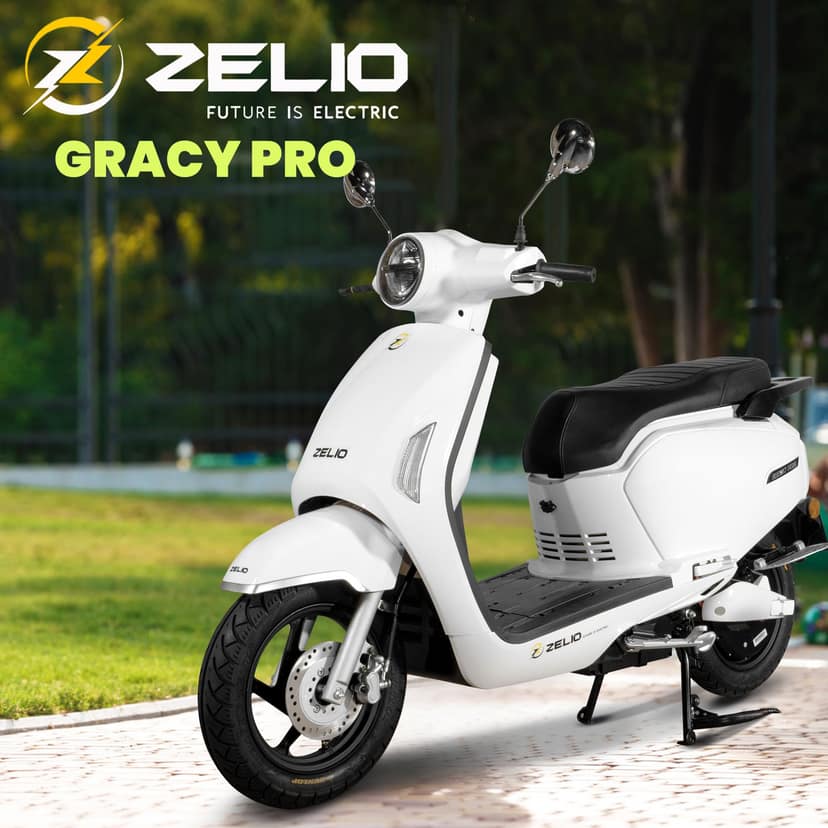 ZELIO GRACY PRO Electric Scooter |72V/32AH Lead Acid Battery | Runs Approx. 50-60 km on Single Charge | Non RTO | Single Disc Brake | DIGITAL DISPLAY | ANTI THEFT ALARM (WHITE) view 2
