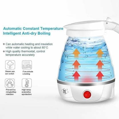 Food Grade Electric Kettle Portable Silicone Collapsible Kettle 110-220V 650ML for Most Travel and Home & Office Use Electric Kettle (0.6 L, Blue) view 2