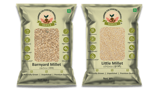 Sedya Two Millet Combo Whole Grains | Barnyard & Little Millet | Certified Low GI | Udalu / Samai | Gluten Free | Unpolished, Toasted, No Soaking Required | High Plant Protein & Fibre | 1 Kg Pack