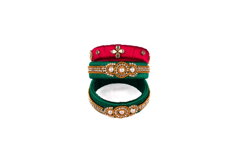 Traditional Silk Thread Bangle Kada with Stylish Handcrafted Design view 2