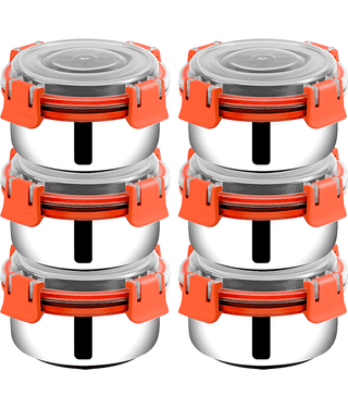 BOWLMAN Steel Orange Food Container ( Set of 6 )