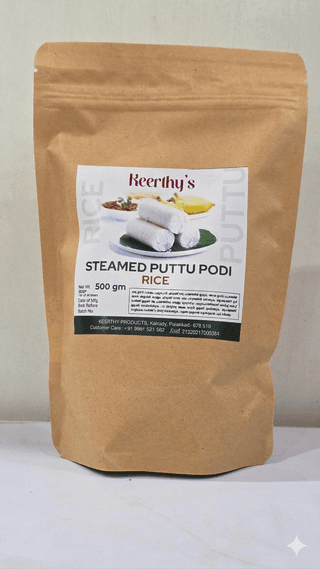 Keerthy Food Products Steamed Pottu Podi | Traditional Roasted Rice Flour for Puttu & Breakfast Recipes | Finely Ground Flour | 500g