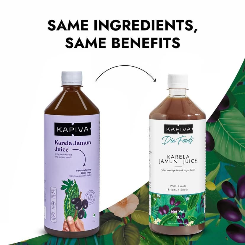 Kapiva Karela Jamun Juice, Helps Control Blood Sugar Level And Lower Bad Cholesterol, Diabetic Care, 1L view 2