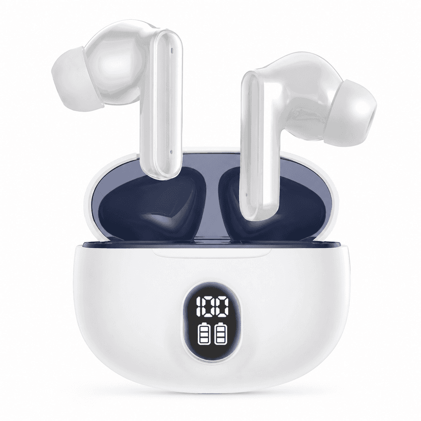 Wireless TWS Gaming Earbuds with Bluetooth 5.3, Deep Bass Sound, HD Calls - M&G Wireless TWS Gaming Earbuds with Bluetooth 5.3, Deep Bass Sound, HD Calls - M&G - White