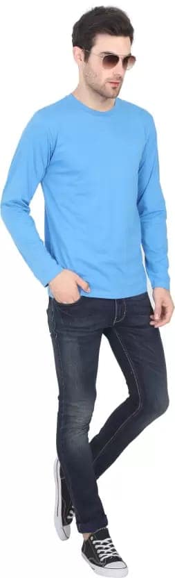 Men Solid Round Neck Pure Cotton White, Blue T-Shirt Pack of 2 view 2