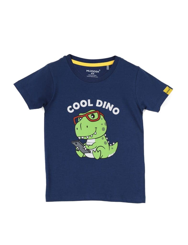 Boys T shirt Cotton Estate Blue Cool Dino view 2