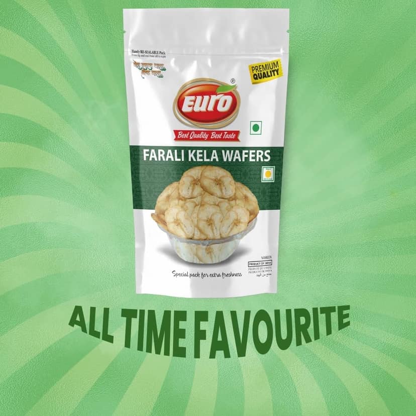 Euro Premium Farali Banana Chips Wafers | Fresh, Healthy, Thin, Crispy, Namkeen Snacks|Authentic Taste, Ideal for Snacking Pleasure |Zero Trans Fats, Cholesterol-Free view 2