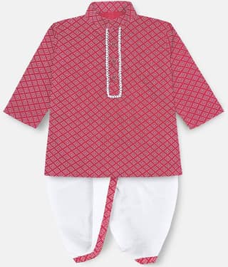 mustmom Boys Rayon Maroon Dhoti Kurta Set ( Pack of 1 )