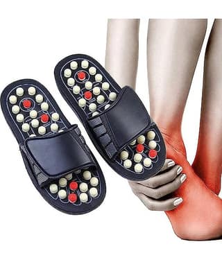 FOOTLEAP Black Men's Massage Flip Flop