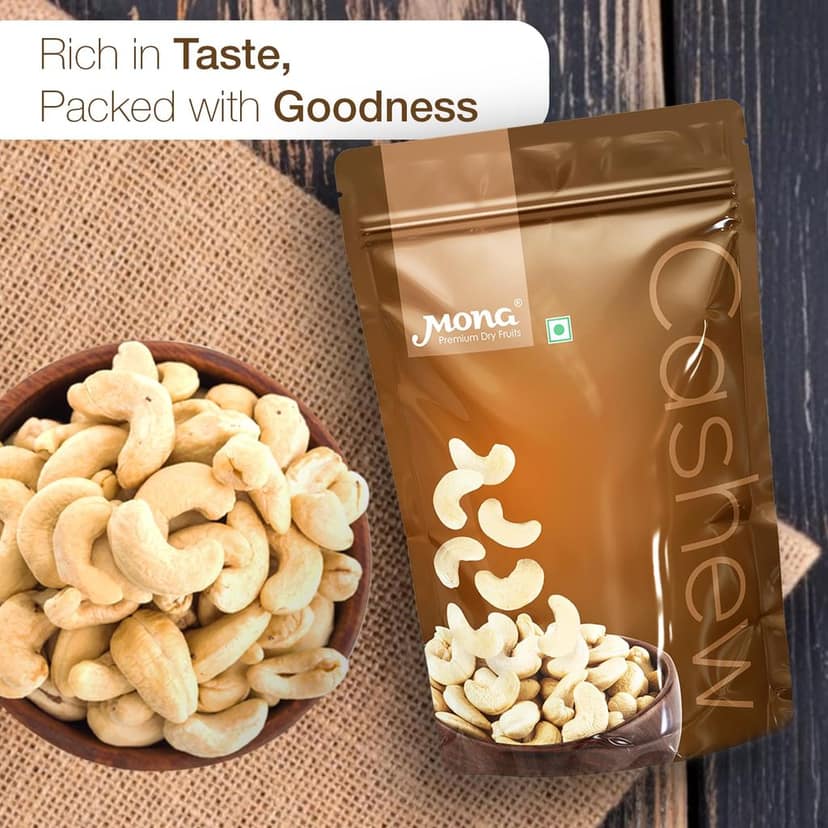 Mona Premium Whole Cashew Nuts (Kaju) - High Quality Healthy Dry Fruit Snack view 2