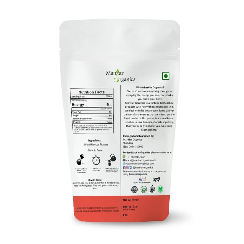 ManHar Organic Dried Hibiscus Tea Leaves 100gm || Protects with antioxidants || (Hibiscus, 100gm) view 2
