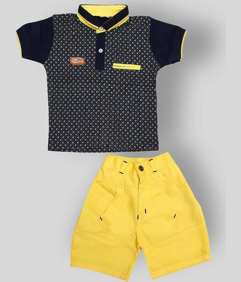 Zadmus Pack of 1 Baby Boys Cotton T-Shirt & Shorts ( Yellow )