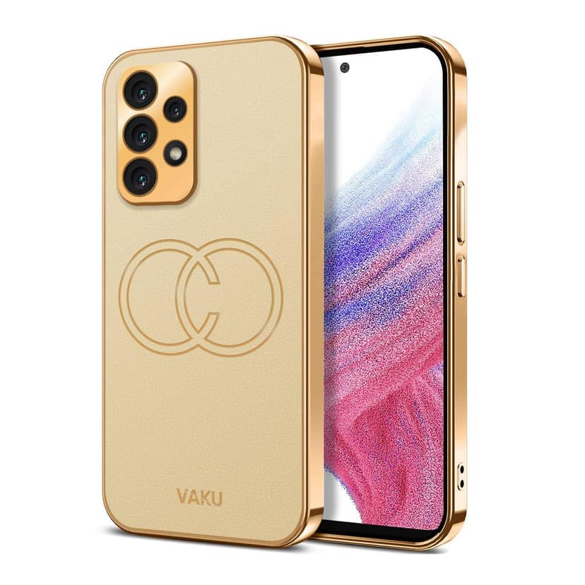Vaku Luxos Skylar Back Cover for Samsung Galaxy A53 5G with Leather Pattern Gold Electroplated Soft TPU Cover Shockproof Protective Case - Gold
