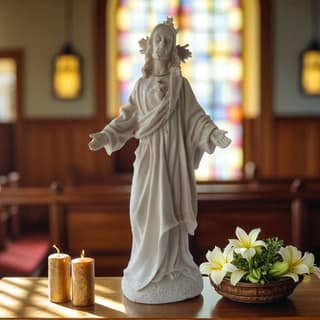 AMS Sacred Heart of Jesus Idol Statue | Christian Home Altar & Prayer Room Decor | Spiritual Religious Figurine for Living Room | Catholic Devotional Showpiece & Jesus Idol for Home (Resin, 25 cm)