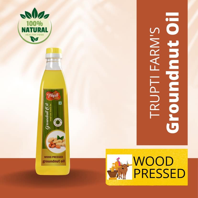 Wood Pressed Groundnut Oil | Premium Cold Pressed Groundnut Oil | Pure & Natural Multipurpose Oil | Kachi Ghani | Edible Cold Pressed Oil | - 1 Litrs (Pack of 1)
