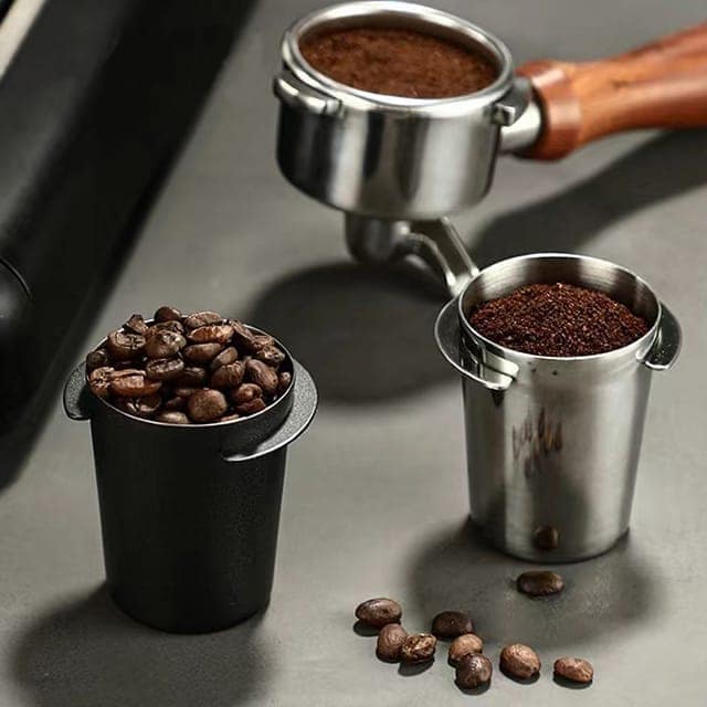 The Bean Co Roasters 58mm Coffee Dosing Cup | Stainless Steel | Espresso Portafilter Compatible | Barista Tool for Precision Coffee Dosing | Black view 2