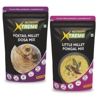 Nutrivise Xtreme Instant Mix Combo: Little Millet Pongal Mix|Foxtail Millet Dosa Mix|Instant Cook|Low GI|Rich in Protein & Fiber|500g each(Pack of 2)