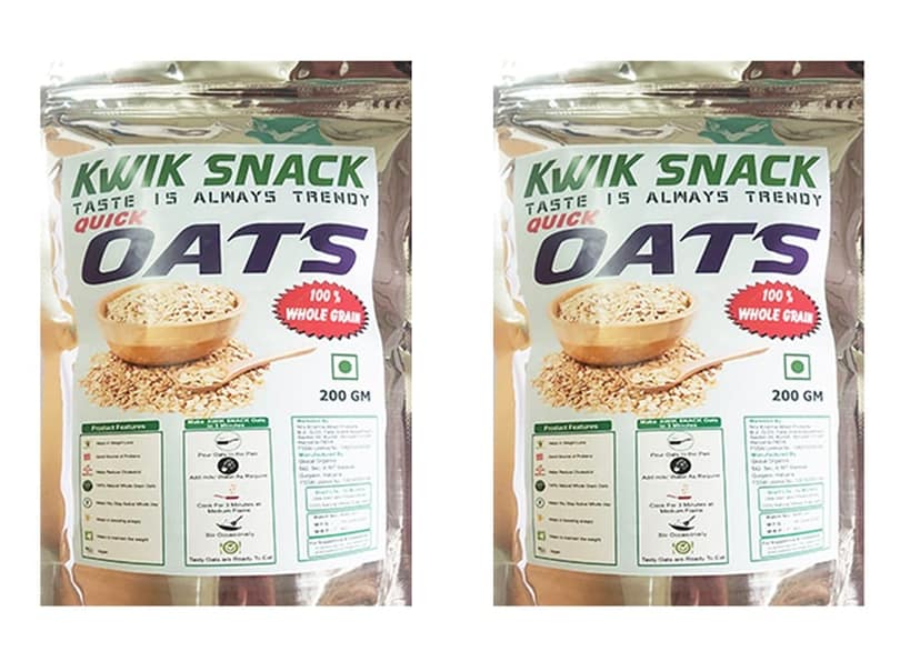 KWIK SNACK Combo Pack of 2 Classic 100% Natural Gluten Quick Oats (200 GM EACH) 2 X 200 GM=400 GM view 2
