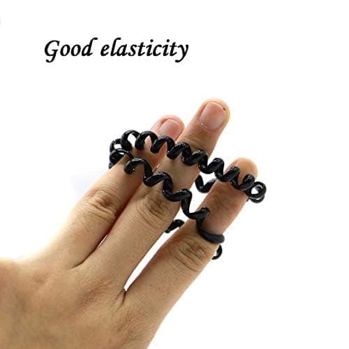 Akashkrishna Spiral Hair Ties, 5 Pack Black Rubber Elastic Hair Coil Set Phone Cord Traceless Elastic Hair Ties Ponytail Holder Rubber Bands for Women view 2