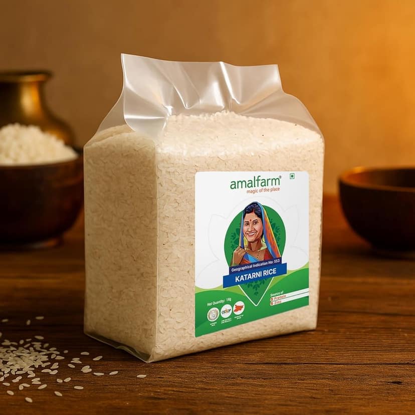 Amalfarm Katarni Rice - Bhagalpuri Aromatic Rice | 1-Year Aged | Non-Sticky & Low GI | Traditional Bihar Variety | Vacuum Packed | 1kg view 2