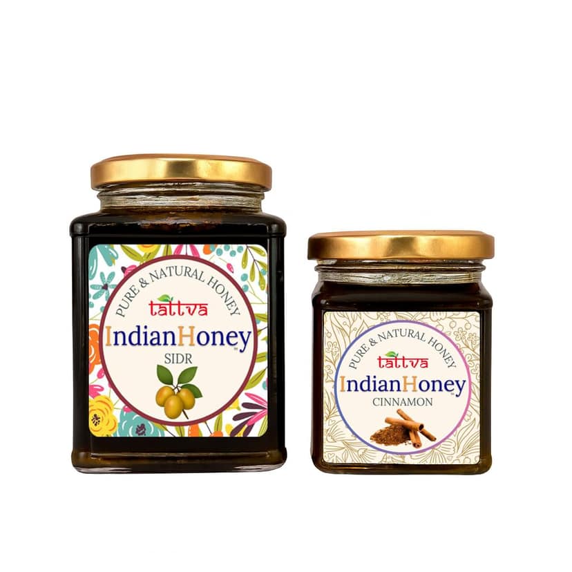 IndianHoney Premium & Highly Medicinal Sidr Honey & Metabolic & Warming Cinnamon Infused Honey Combo Pack (500gm & 230gm) Sidr & Cinnamon