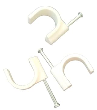 5 MM Circle Cable clips white with single nail pack of 100 pics