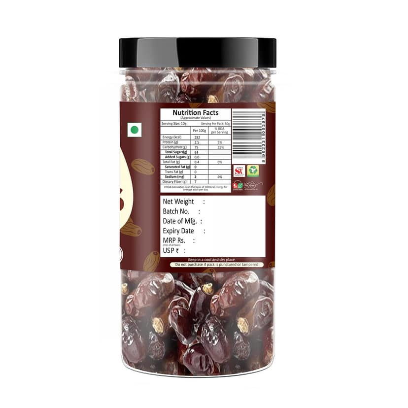YUM YUM Black Dates 400gm Soft And Chewy Texture Khajur Khajoor - Dates - 400g view 2