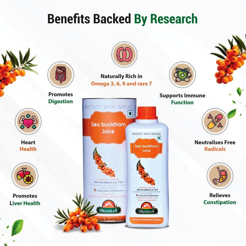 Biosash Himalayan Sea Buckthorn Pulp Concentrate | Cold-Pressed | Natural Vitamin C, Rich in Omega 3, 6, 7, 9 |Antioxidants | Immunity |Skin Glow | Gut Health Support | Makes 50 Glasses | No Added Sugar | Organic Himalayan Berries Certified view 2