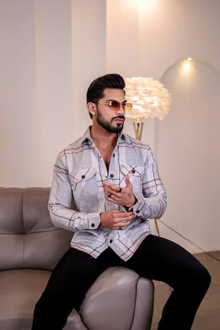 Grey Semi-Winter Checkered Shirt