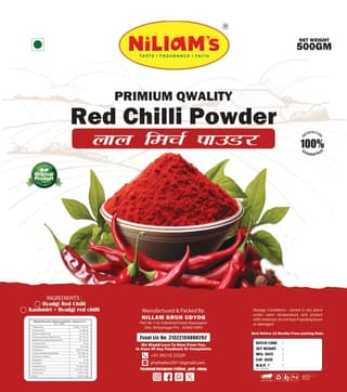 NiLLaM's Red Chilli Powder (500g) | High Pungency & Color | Family Saver Pack