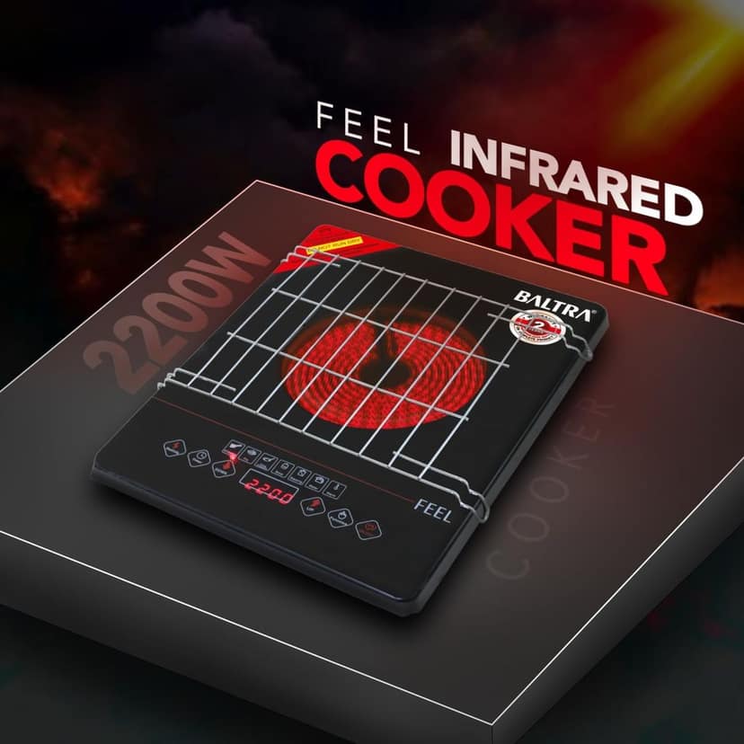 BALTRA Radiant Feel Infrared Glass Cooktop Touch Panel | 7 Touch Control Functions, Over Heat Protection, Multi Power Level Function, Digital Display, All Utensil useable (Black) view 2