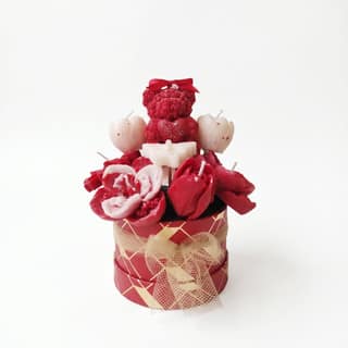 TEDDY BEAR AND FLOWER DECORATIVE CANDLE SET