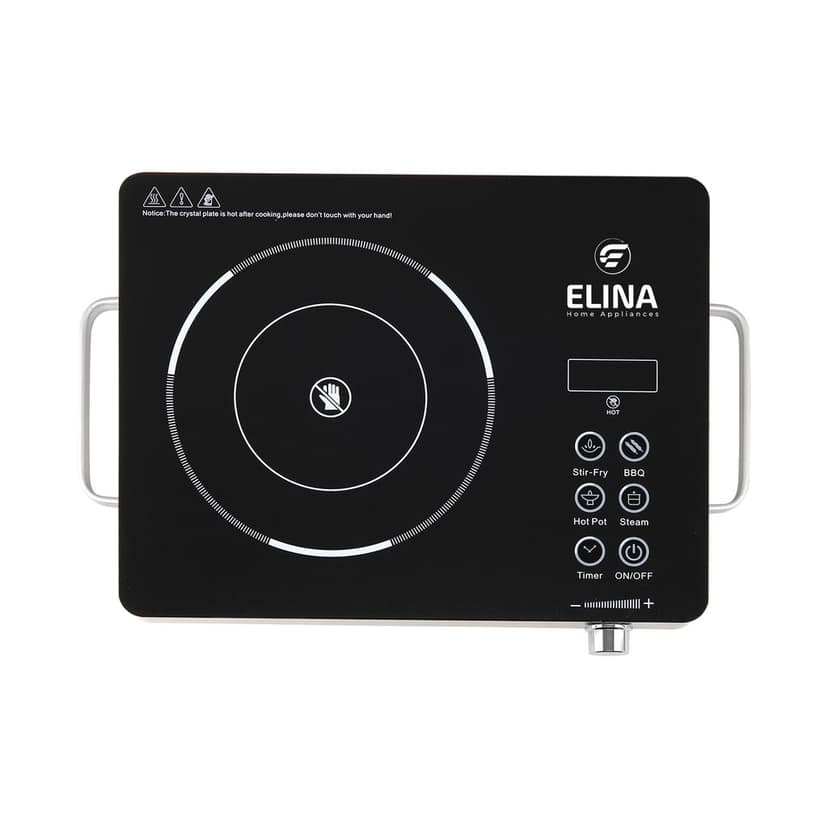 Elina Premium 2200W Radiant Infrared Cooktop | 4 Preset Cooking Functions | Touch Panel | Time Control | Over Heating Protection | Suitable with all Type of Utensils | 1 Year Warranty view 2