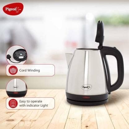 Pigeon Favourite Electric Kettle (1.5 L, Silver, Black) view 2