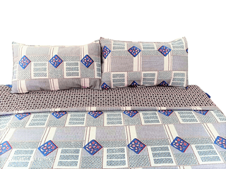 100 % Pure Cotton Grey & White Geomatric Print Double Bedsheet