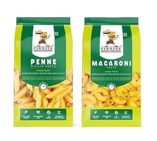 Finosta Pasta Penne & Macaroni Pasta, Pack of 2 - Made From Durum Wheat Semolina, 500 gm