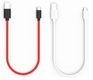 Twance 0.25 Meter small Type C to USB Fast charging and data transfer Cable, Red and White Color (Pack of 2)