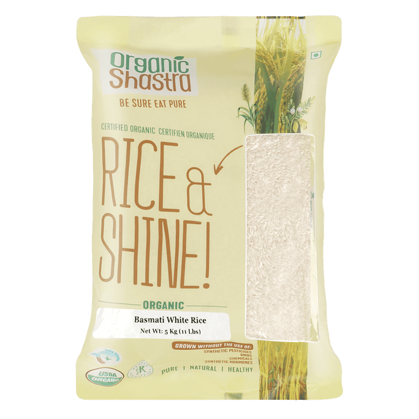 Organic Shastra White Rice Basmati Rice for Daily Use, Healthy and Tasty, Pleasant Aroma, Instant Boost Your Energy, Perfect for Everyday Cooking - 5 KG