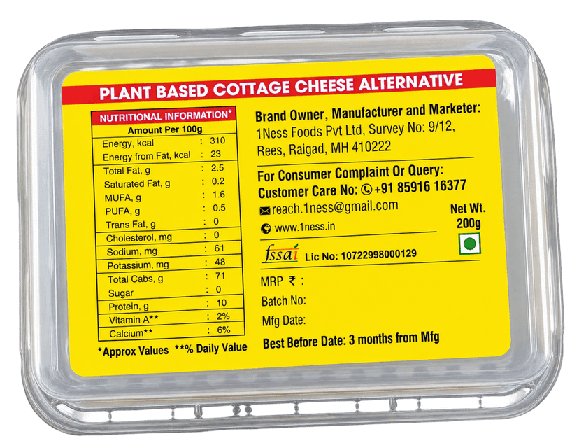 1Ness Veganeer Plant Based Paneer Alternative | Dairy Free | Vegan | 200 g view 2