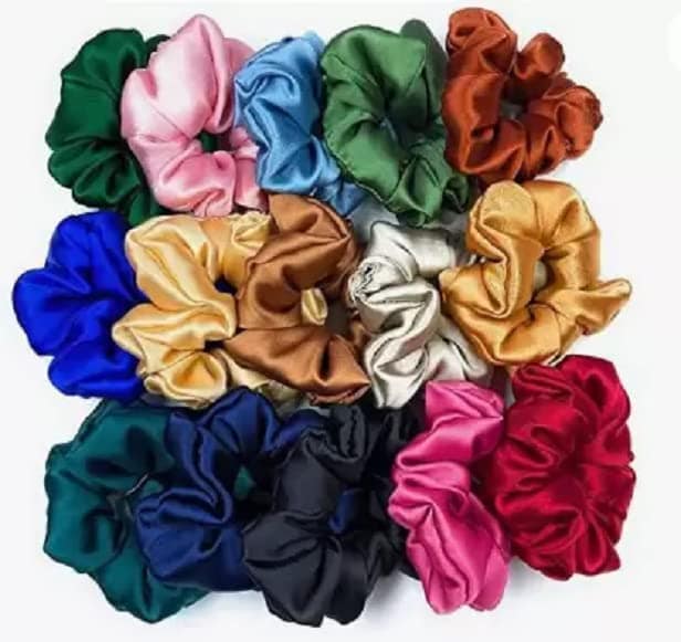 Elecsera Silk Scrunchies for Women Extra Large Set of 12 Rubber Band (Multicolor)