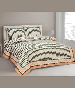 CLOTHORO Cotton 1 Double King Bedsheet with 2 Pillow Covers ( Multicolor )