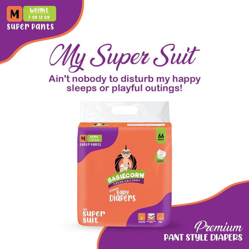 BABIECORN Diapering Essentials Combo|Baby Diapers|100% Ayurvedic Rash Cream|Baby Wet Wipes - M (3 Pieces) view 2