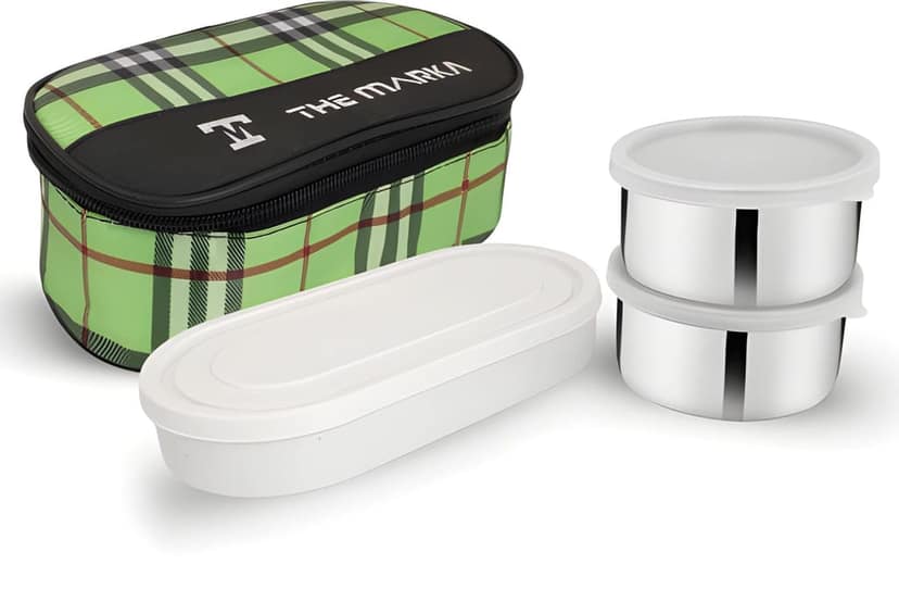 3 Box Tiffin Lunch Box with Carry Bag | Stainless Steel Food Container Set for Office, School, College, Travel & Daily Use | Lunch Box for Men, Women, Students & Kids (Original) view 2