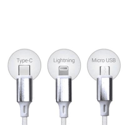 Champion 3-in-1 USB Charging Cable Type C, Lightning, Micro USB, Compatible with iPhone, iPad, Samsung, OnePlus, Mi, Oppo, Vivo, Xiaomi view 2
