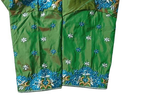 Ready Made Work blouse - Green blouse with intricate embroidery view 2